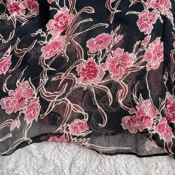 ICE silk beaded floral maxi dress long cowl neck vintage Y2K‎ pink black fairy M - Picture 10 of 17